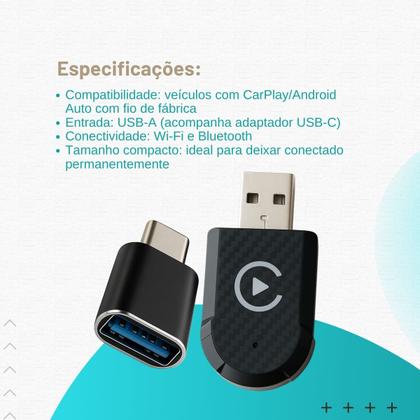 Imagem de Adaptador Carplay Sem Fio Multimidia Carro Android e IOS USB