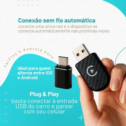 Imagem de Adaptador Carplay Sem Fio Multimidia Carro Android e IOS USB