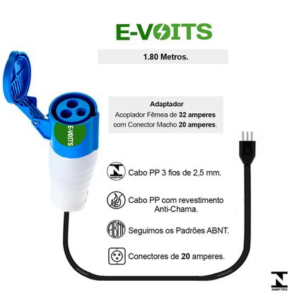 Imagem de Adaptador Carregador de Carro Elétrico 1.80m Byd