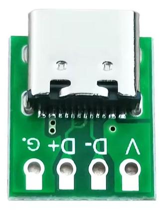 Imagem de Adaptador Conector USB Tipo C Verde 16 Pinos PCB Placa Conversora Para Solda Energia Fonte Carregamento e Projetos Arduino DIY