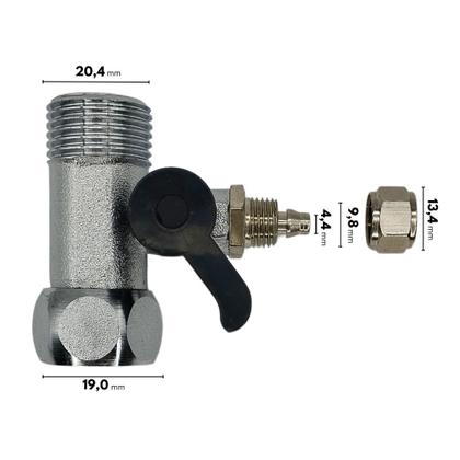 Imagem de Adaptador Conexão 1/2 para 1/4 com Registro Compatível com Purificador de Água Electrolux PE10X