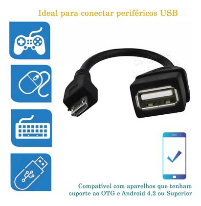 Imagem de Adaptador Conversor Otg Micro Usb V8 Para Usb A Femea KAP-461