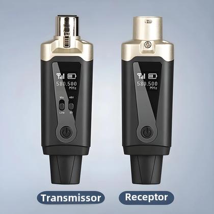 Imagem de Adaptador Conversor XLR para Microfone Sem Fio UHF - Transmissor para Microfones Dinâmicos e Condensadores