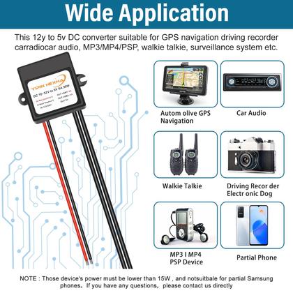 Imagem de Adaptador de alimentação Buck Module YIPIN HEXHA DC 12V/24V a 5V 6A