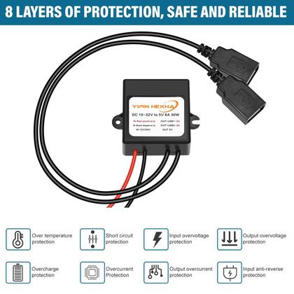 Imagem de Adaptador de alimentação Buck Module YIPIN HEXHA DC 12V/24V a 5V 6A