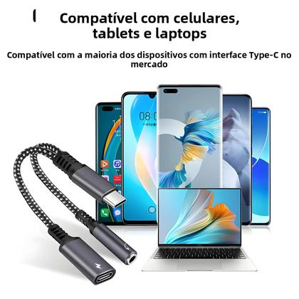Imagem de Adaptador De Áudio USB-C Para Conector De Fone De Ouvido De 3,5mm Tipo C PD 60W Para iPhone 15 iPad