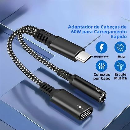 Imagem de Adaptador De Áudio USB-C Para Conector De Fone De Ouvido De 3,5mm Tipo C PD 60W Para iPhone 15 iPad