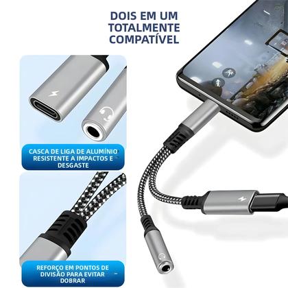 Imagem de Adaptador De Áudio USB-C Para Conector De Fone De Ouvido De 3,5mm Tipo C PD 60W Para iPhone 15 iPad