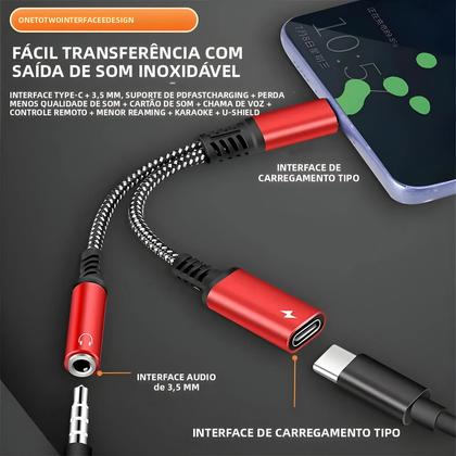 Imagem de Adaptador De Áudio USB-C Para Conector De Fone De Ouvido De 3,5mm Tipo C PD 60W Para iPhone 15 iPad