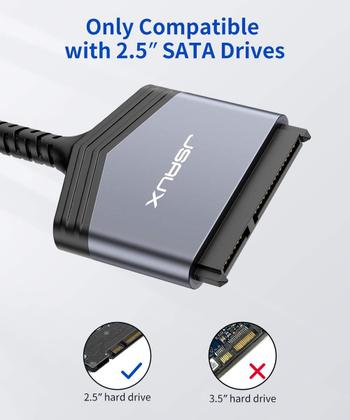 Imagem de Adaptador de cabo SATA para USB A 3.0 para HDD/SSD SATA III de 2,5”