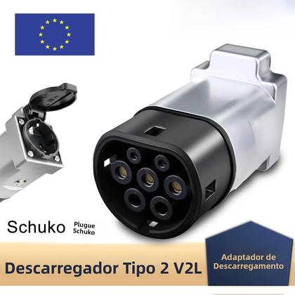Adaptador De Carregamento EV Tipo 2 V2L Com Plugue Schuko Para