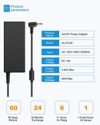 Imagem de Adaptador de Fonte de Alimentação ALITOVE 65W (19V 3.42A) para Monitor LCD LED