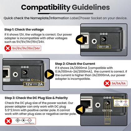 Imagem de Adaptador de fonte de alimentação OXZEEWEE listado pela UL 12V 2A 24W com cabo de 3 m