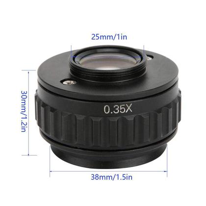 Imagem de Adaptador de microscópio 0,35X Ocular de câmera CTV Lente de microscópio Adaptadores de interface C Acessório de microscópio para microscópio estéreo trinocular