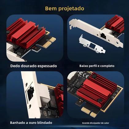 Imagem de Adaptador de Rede Gigabit Ethernet 2.5G PCIe para RJ45 - RTL8125B 1000Mbps