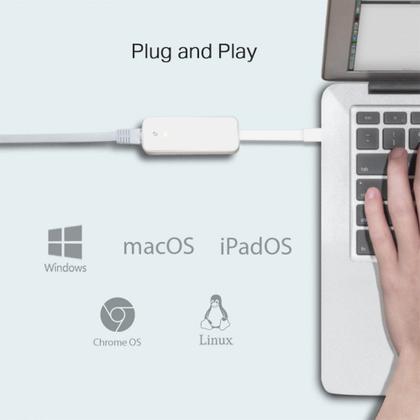 Imagem de Adaptador de Rede USB tipo C para RJ45 Ethernet Gigabit