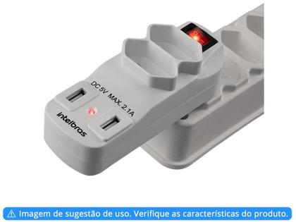 Imagem de Adaptador de Tomada 2 Tomadas 2 USB 10A - Intelbras EAC 1002