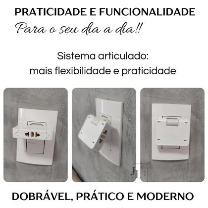 Imagem de Adaptador de Tomada Benjamin T Articulado Pino Plug 3 Entradas para Lugares Pequenos Bivolt 10A