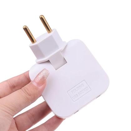 Imagem de Adaptador de Tomada Elétrica Ajustável UE com USB - Conversor de Carregamento