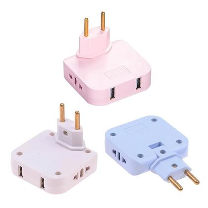 Imagem de Adaptador de Tomada Elétrica Ajustável UE com USB - Conversor de Carregamento