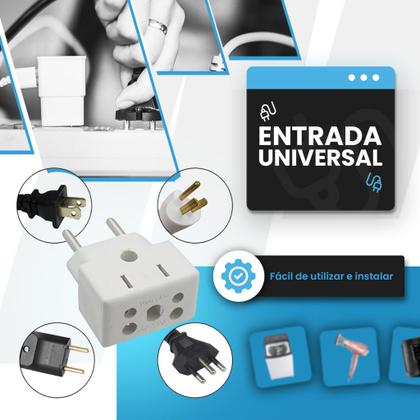 Imagem de Adaptador de Tomada Kit C/5 Benjamin 10A/20A Pino Maciço Bob Resistente SECADOR Ferro e Air Fryer