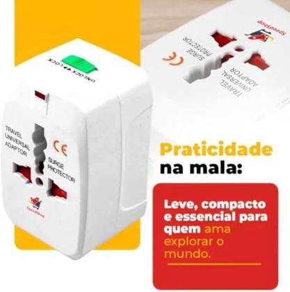 Imagem de Adaptador de Tomada Universal Para Viagem Padrão Internacional Europa UK Asia EUA JP AU EU Europeu 3 Pinos Mais de 150 P