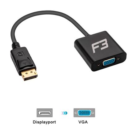 Imagem de Adaptador Displayport para VGA, F3, Preto - JC-CB-DVGA