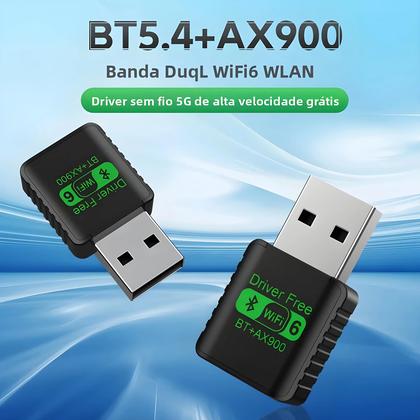 Imagem de Adaptador Dongle USB WiFi6 Bluetooth 54 Dual Band 24G 5G AX900 Receptor De Rede Sem Fio Para Win10