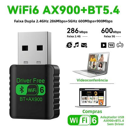 Imagem de Adaptador Dongle USB WiFi6 Bluetooth 54 Dual Band 24G 5G AX900 Receptor De Rede Sem Fio Para Win10