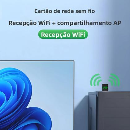 Imagem de Adaptador Dongle USB WiFi6 Bluetooth 54 Dual Band 24G 5G AX900 Receptor De Rede Sem Fio Para Win10