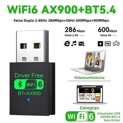 Imagem de Adaptador Dongle USB WiFi6 BT5.4 AX900Mbps Para PC, Alto-falante, Mouse, Teclado, Receptor E
