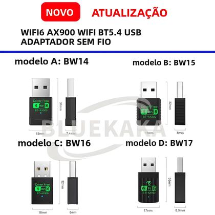 Imagem de Adaptador Dongle USB WiFi6 BT5.4 AX900Mbps Para PC, Alto-falante, Mouse, Teclado, Receptor E