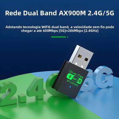 Imagem de Adaptador Dongle USB WiFi6 BT5.4 AX900Mbps Para PC, Alto-falante, Mouse, Teclado, Receptor E