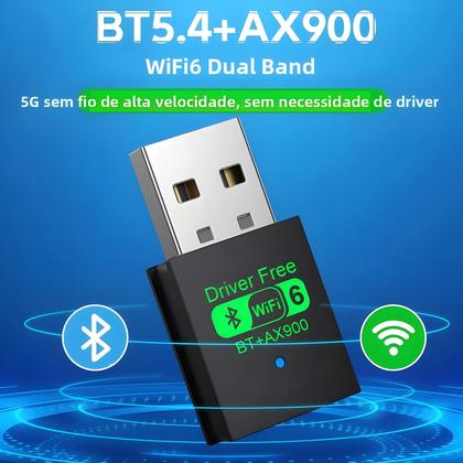 Imagem de Adaptador Dongle USB WiFi6 BT5.4 AX900Mbps Para PC, Alto-falante, Mouse, Teclado, Receptor E