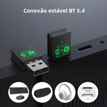 Imagem de Adaptador Dongle USB WiFi6 BT5.4 AX900Mbps Para PC, Alto-falante, Mouse, Teclado, Receptor E