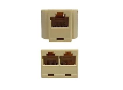 Adaptador Duplicador RJ45 Fêmea Bege - 1 para 2 Saídas - OEM Imagem de Adaptador Duplicador RJ45 Fêmea Bege - 1 para 2 Saídas