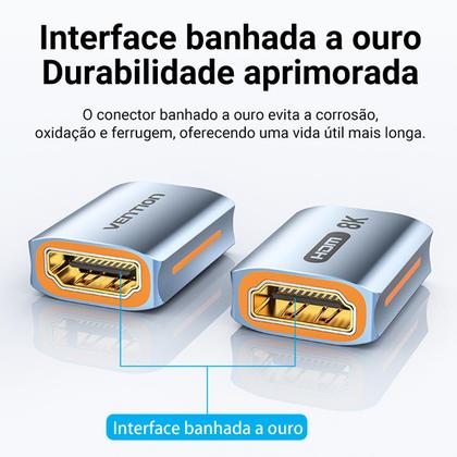 Imagem de Adaptador Emenda Femea Extensor Alongar Cabo Hdmi 8k Vention