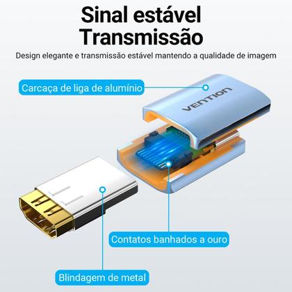Imagem de Adaptador Emenda Femea Extensor Alongar Cabo Hdmi 8k Vention