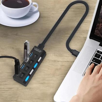 Imagem de Adaptador Expansor Régua Hub 4 Portas Usb 2.0 Pc Notebook