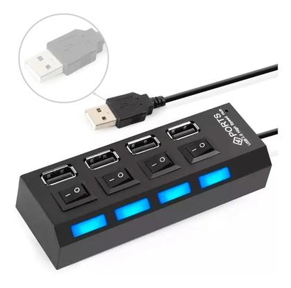 Imagem de Adaptador Expansor Régua Hub 4 Portas Usb 2.0 Pc Notebook