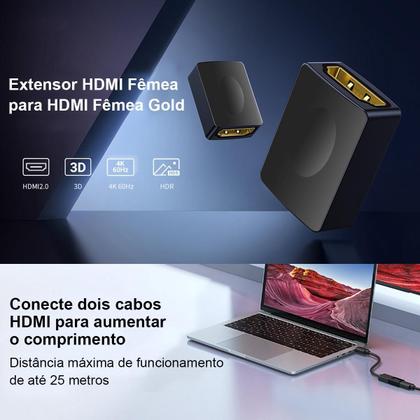 Imagem de Adaptador Extensor Fêmea X Fêmea Gold Para Cabo Hdmi - Mxt