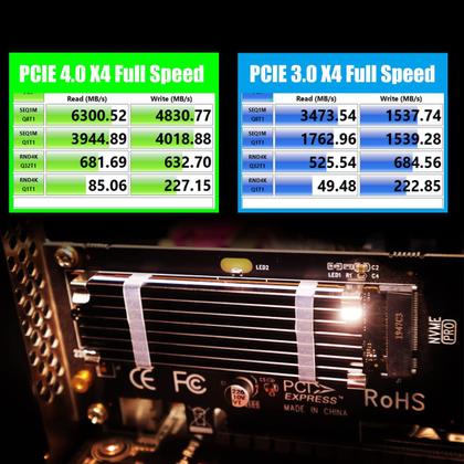 Imagem de Adaptador GLOTRENDS PA09-HS M.2 NVMe para PCIe 4.0 X4 com dissipador de calor