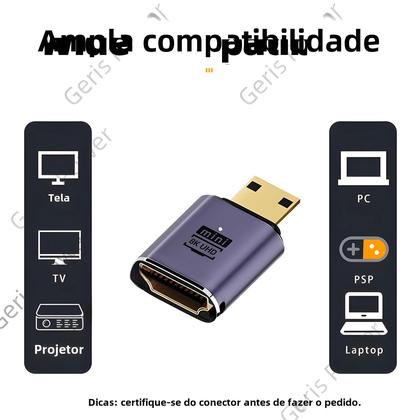 Imagem de Adaptador HDMI 90/270 Graus - Conversor Macho/Fêmea 8K