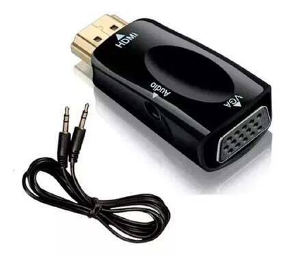 Imagem de Adaptador Hdmi Para Vga 1080P Com Entrada P2 Kp-3469