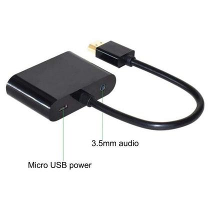 Imagem de Adaptador HDMI para VGA HDMI com divisor e saida de audio