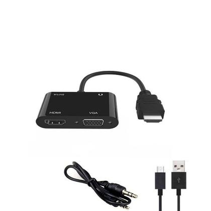 Imagem de Adaptador HDMI para VGA HDMI com divisor e saida de audio