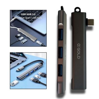 Imagem de Adaptador HUB 3.0 Multi USB C com 4 Portas USB A'Gold CBA-30