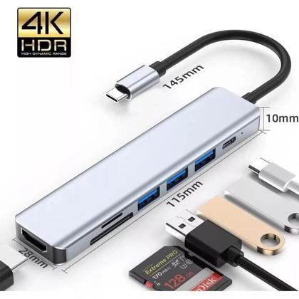 Imagem de Adaptador Hub 7 Em 1 Tipo C Dock Usb 3.0 HDMI Sd
