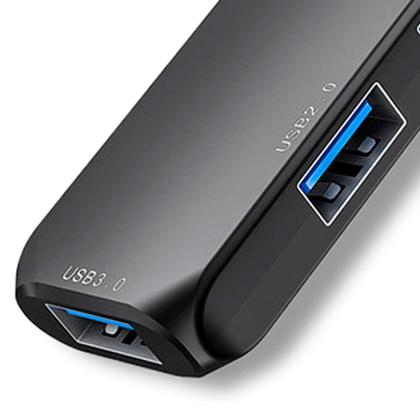 Imagem de Adaptador HUB ELG USB 4 Em 1, Entrada Tipo-C para 3 Portas USB-A + 1 Porta Tipo-C, Preto - HUB41C-v2