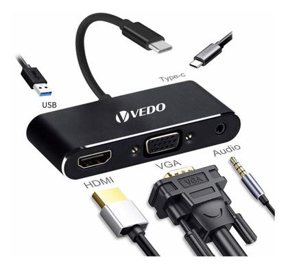Imagem de Adaptador Hub Tipo C 5 Em 1 Hdmi Vga 5gbps Usb3.0 Pd P2